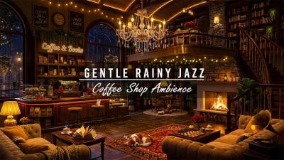 Gentle Rainy Jazz for Relaxing Working  Cozy Coffee Shop Ambience  Soft Jazz Instrumental Music