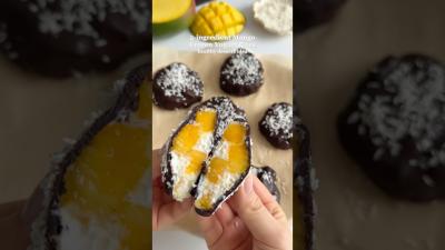 Healthy Dessert Idea 5ingredient Chocolate Mango Bites healthydessert healthyrecipes dessert