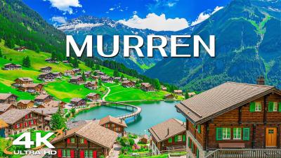   Mürren Switzerland 4K  Cliffside Alpine Village  Mountain Views