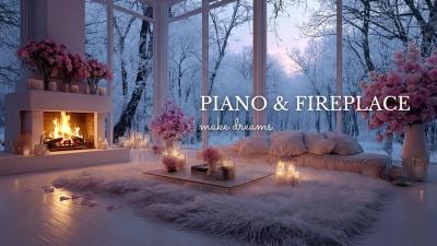Relaxing Piano with Fireplace Romantic Winter Ambience for Restful Sleep