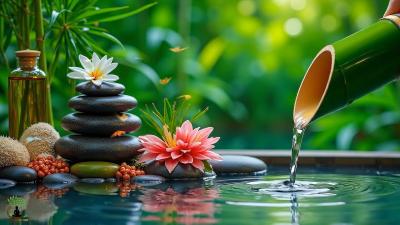 Relaxing Sleep Piano Music with Bamboo Water Deep Sleep Stress Relief  Nature Sounds Meditation