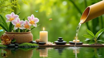 Relaxing Sleep Piano Music with Bamboo Water Deep Sleep Stress Relief  Nature Sounds Meditation