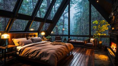 Sounds Rain and Thunder on Window  Strong Rain  Thunder Sounds for Meditation Stress Relief