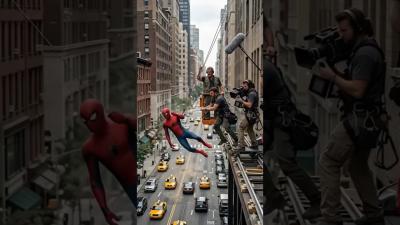 SPIDERMAN 100FT Flying Scene How We Filmed This Real Stunt Above Traffic Part 2 shorts
