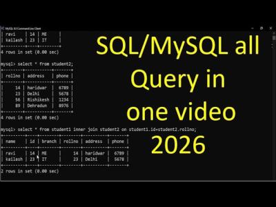 SQL Complete Tutorial in One Video  All SQL Queries with Examples  Beginner to Advanced