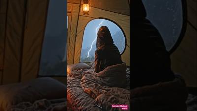 this girl deep sleep with rain and thunder sounds.camping thunderstorm heavyraining campingvibes