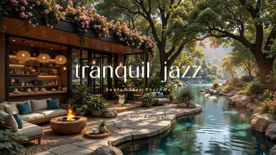 Tranquil Riverside Jazz Café Ambience  Soft Jazz With Forest Sounds for Work Focus  Unwind