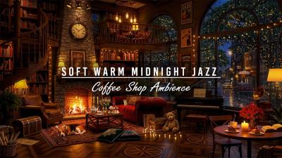 Unwind with Soft Warm Midnight Jazz  Rainy Coffee Shop Ambience  Relaxing Jazz Instrumental Music