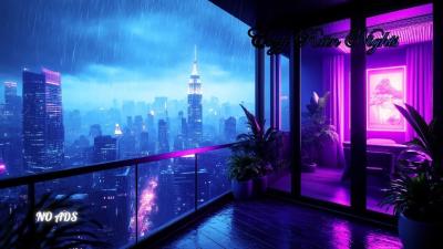Urban Night Rain Ambience Soothing Neon Vibes
