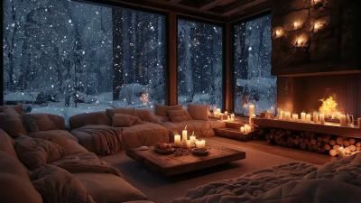 Warm Winter Fireplace  Peaceful Piano  Relaxing Ambience for Sleeping Studying  Healing