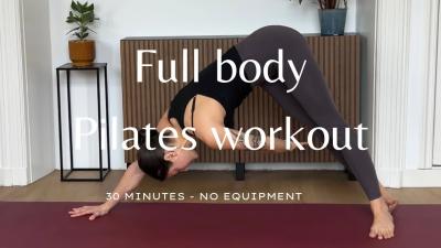 30 min FULL BODY PILATES WORKOUT  NO EQUIPMENT  MODERATEINTERMEDIATE LEVEL  AT HOME PILATES