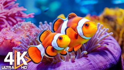 Aquarium 4K VIDEO ULTRA HD  Beautiful Coral Reef Fish  Jellyfish  Relaxing Music for Sleep 21