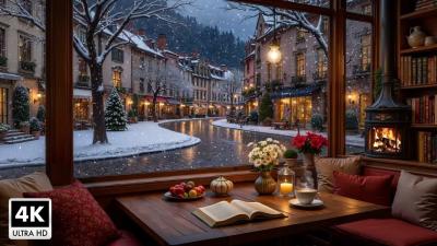 Beautiful Relaxing Winter Jazz Piano Music  Cozy Cafe Space by the Fireplace for Work Study