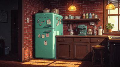 Cozy Retro Kitchen Lofi Chill Beats  Relaxing Night Ambience for Study Work  Sleep