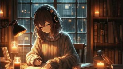 Dark Academia Rain Study Ambience with Lofi Girl 2 Hours