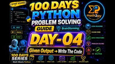 Day4 of 100 Days Python Problem Solving course Guide পইথন পরবলম সলভ Given output write code