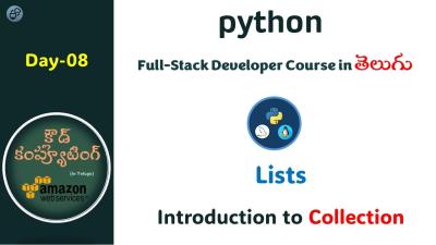Day08  Python fullstack developer course  Collections  Lists  Cloud Computing In Telugu