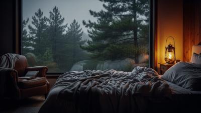 Escape Reality Moody Rainy Forest Bedroom Ambience for Reading Study  Deep Sleep