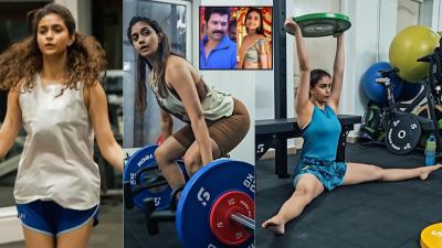 Keerthy Suresh Gym Workout For Vijay Devarakonda Movie  Filmylooks