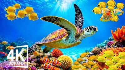 Magical Aquarium Underwater World 4K UHD VIDEO  Calm Ocean Life for Stress Relief