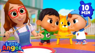 Musical Chairs Manny VS Baby John Little Angel  Nursery Rhymes for Babies