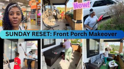 NEW SUNDAY RESET FRONT PORCH MAKEOVER  GABES HAUL  HOME DEPOT  DEEP CLEANING  SMTV