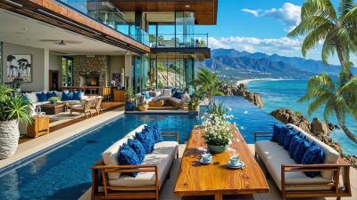 Oceanfront Modern Villa Ambience with Chill Bossa Nova Jazz and Tropical Sea Views