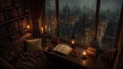 Rainy London Library Ambience  Dark Academia Reading Music for Study Writing  Deep Focus