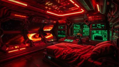 Red Starship Sleeping Quarters Deep Space White Noise  Dreamy Galaxy Ambience for Deep SleepNoAds