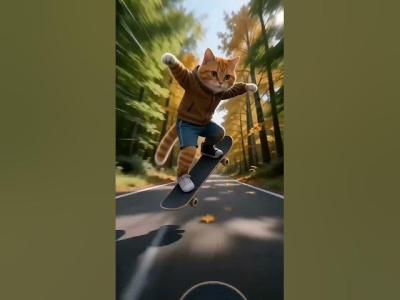Skateboarding Cat Amazing Transitions  Satisfying Boarding Sounds 4K orangecat
