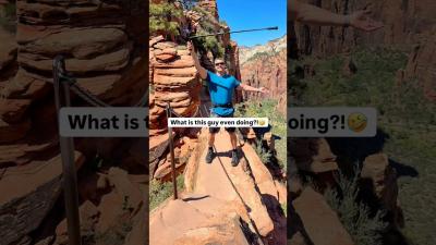 Standing on the Edge of Zion angelslanding hiking extreme