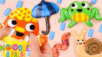 Today Its Raining  Noodle  Pals  super simple songs clay cracking ASMR 187 258