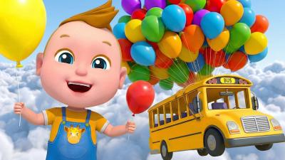 Wheels On The Bus Balloons  Learn Colors  Super Sumo Nursery Rhymes  Kids Songs