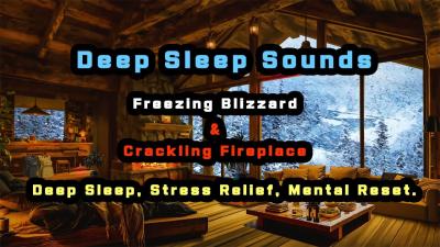  Winter High Mt. Villa Ambience  Freezing Blizzard  Whirlwind  Crackling Fireplace