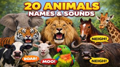 20 Animals names and sounds  learn animal  animal for kids  animals kidssong animalnames kids