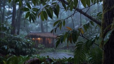 Calming Real Night Rain Sounds on Forest Leaves for Deep Sleep Like a Baby Relieve Stress  Anxiety