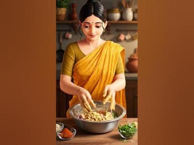 Cozy Ghibli Cooking Indian Lady Making Onion Pakoda Step by Step shorts