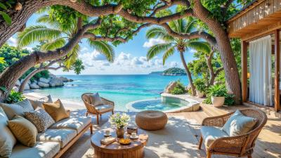 Luxury Summer Living with Ocean Breeze Views  Relaxing Jazz Music for Chill Study  Peaceful Days