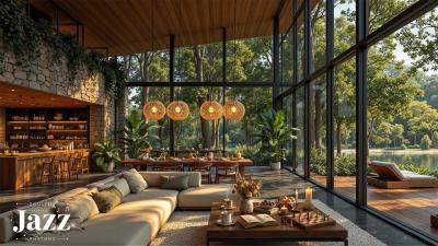 Morning Jazz At Forest Indoor Cafe Ambience  Gentle Piano Jazz And Nature Therapy for Relaxation