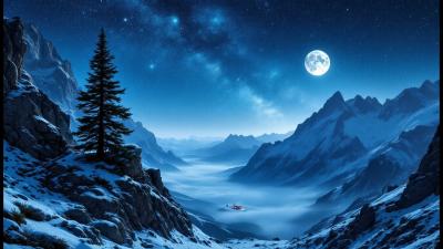 Mountain Pass at Night  1 Hour Wolf Howls  Cold Wind Ambience for Sleep