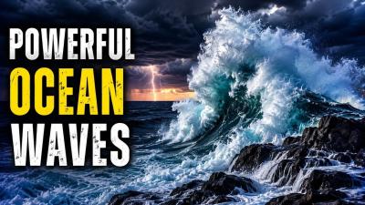Powerful Ocean Storm Waves  Distant Thunder  Sleep Ambience ASMR sounds