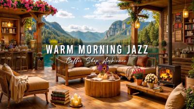 Warm Morning Jazz by the Lake Cozy Coffee Shop Ambience with Jazz Relaxing Music for Work Study